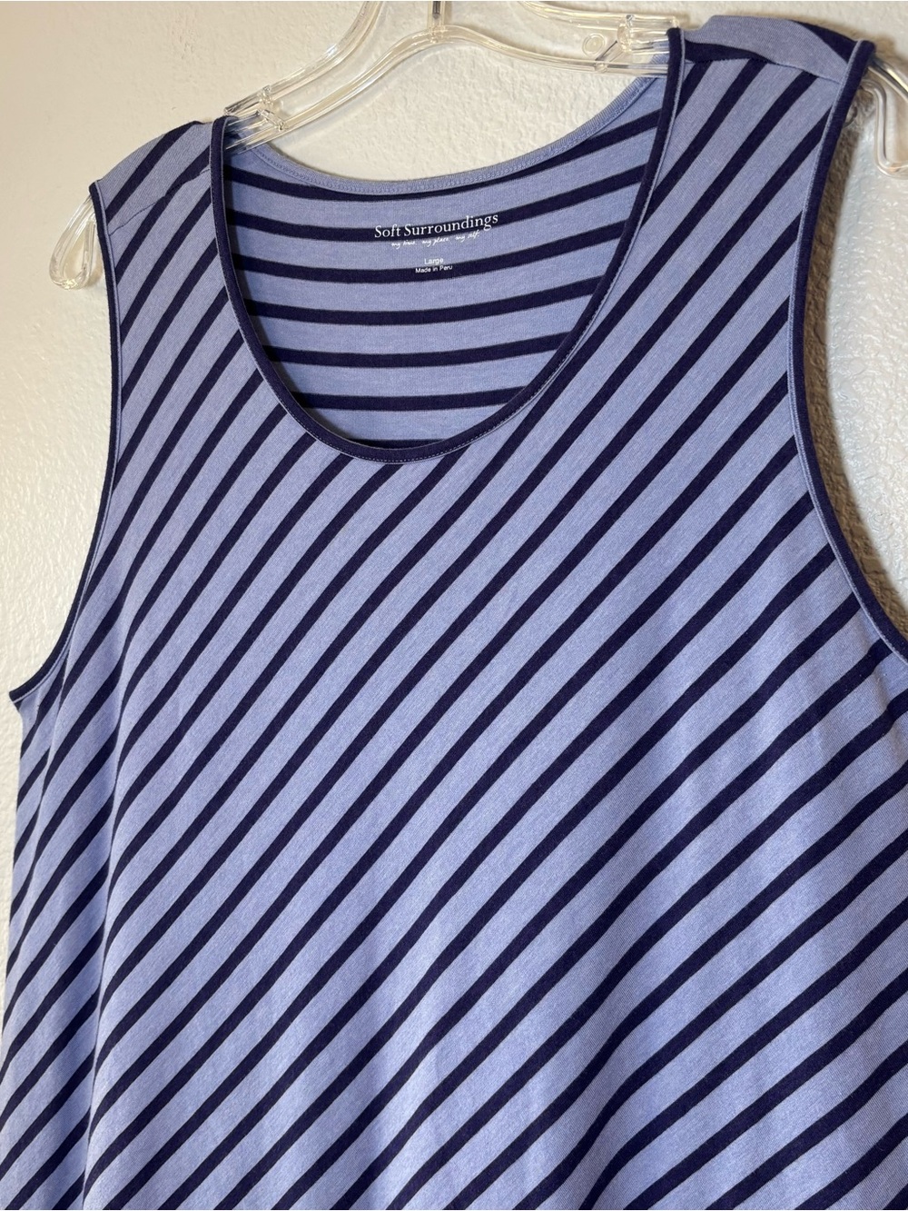 Soft Surroundings Sarina Striped Tank Dress Large Pima Cotton High Low Tulip Hem - Picture 5 of 10